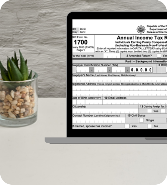 Filing of BIR Form 1700